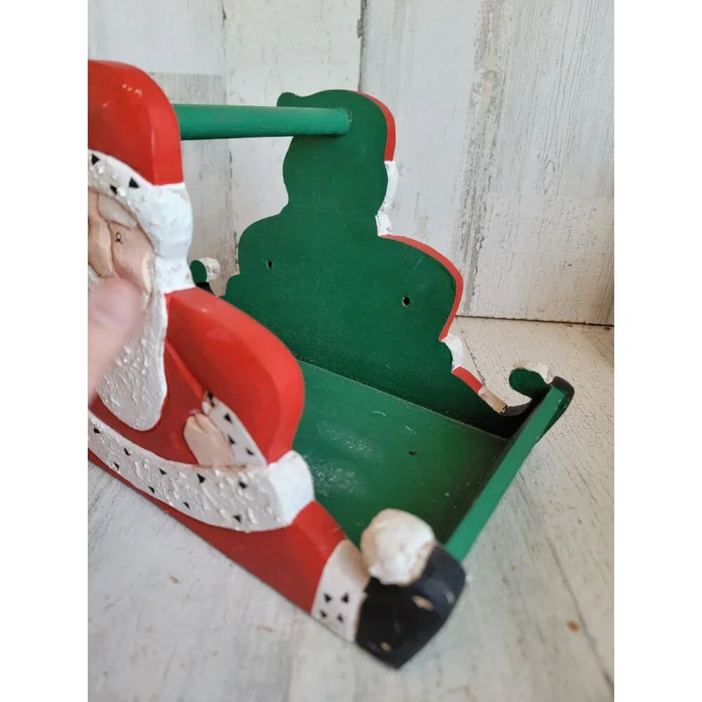 Vintage wooden Santa claus carrying box home decor xmas‎